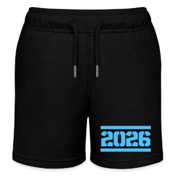2026 Block Year Numeral Art - Kids Organic Sweat Shorts by Stanley/Stella - black - Front