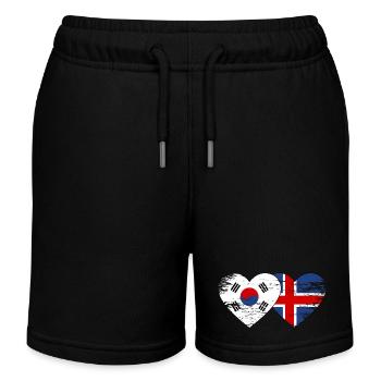 Corée du Sud, mains du drapeau islandais, forme de cœur utilisée - Short de jogging enfant bio Stanley/Stella - noir - Devant