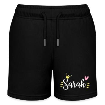 Sarah Name Crown - Kids Organic Sweat Shorts by Stanley/Stella - black - Front