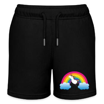 Arc-en-ciel avec licorne - Short de jogging enfant bio Stanley/Stella - noir - Devant