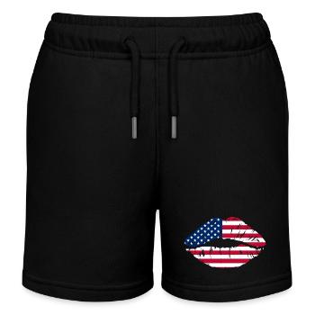 Bouche de drapeau USA - Short de jogging enfant bio Stanley/Stella - noir - Devant