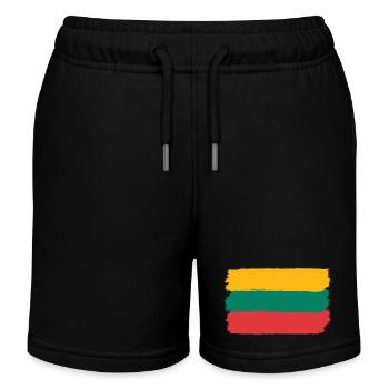 Lithuania flag used look - Kids Organic Sweat Shorts by Stanley/Stella - black - Front