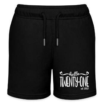 21. Geburtstag Frauen Hallo Einundzwanzig Est. 2002 - Kinder Organic Joggingshorts Mini Bolter von Stanley/Stella - Schwarz - Vorne