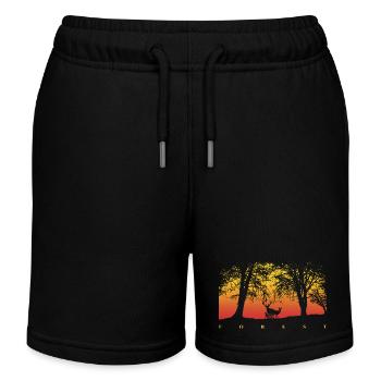 Waldsonnenuntergang Sonnenaufgangsgrafik - Kinder Organic Joggingshorts Mini Bolter von Stanley/Stella - Schwarz - Vorne