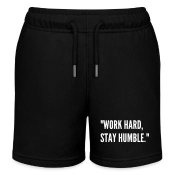 Work Sayings - Work Hard, Stay Humble - - Kids Organic Sweat Shorts by Stanley/Stella - black - Front