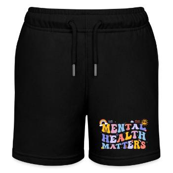 Sensibilisation à la santé mentale Vintage Groovy Mental - Short de jogging enfant bio Stanley/Stella - noir - Devant