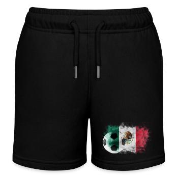 Mexico flag with soccer ball - Kids Organic Sweat Shorts by Stanley/Stella - black - Front