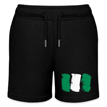 Nigeria Style Flag - Kids Organic Sweat Shorts by Stanley/Stella - black - Front