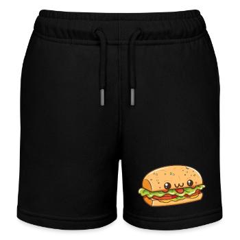 Burger kawaii au visage heureux - Short de jogging enfant bio Stanley/Stella - noir - Devant