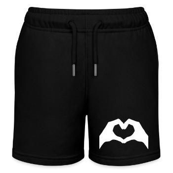 Heart Hand Sign Heart Hand Gesture - Kids Organic Sweat Shorts by Stanley/Stella - black - Front