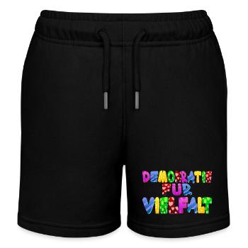 AfD stoppen gegen rechts Demokratie Vielfalt links - Kinder Organic Joggingshorts Mini Bolter von Stanley/Stella - Schwarz - Vorne
