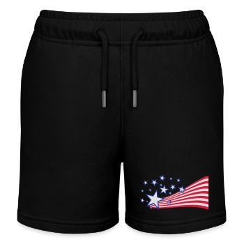 USA Flagge - Kinder Organic Joggingshorts Mini Bolter von Stanley/Stella - Schwarz - Vorne