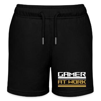 Gamer at work white - Kinder Organic Joggingshorts Mini Bolter von Stanley/Stella - Schwarz - Vorne