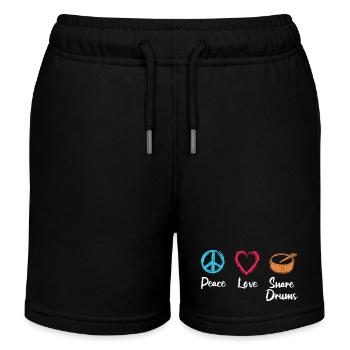 Frieden Liebe Trommel - Kinder Organic Joggingshorts Mini Bolter von Stanley/Stella - Schwarz - Vorne