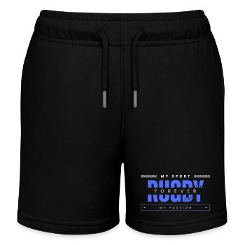 Rugby forever my sport my passion blue - Kids Organic Sweat Shorts by Stanley/Stella - black - Front
