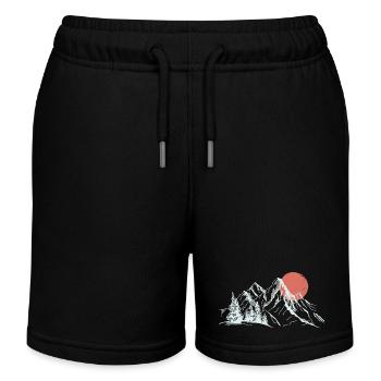 Purpurrote Sonne über schneebedeckten Gipfeln - Kinder Organic Joggingshorts Mini Bolter von Stanley/Stella - Schwarz - Vorne