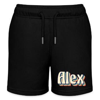 Alex t-shirt retro vintage t-shirt gift idea - Kids Organic Sweat Shorts by Stanley/Stella - black - Front