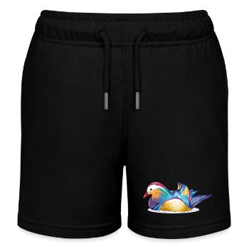 Colourful mandarin duck on the water – colourful elegance - Kids Organic Sweat Shorts by Stanley/Stella - black - Front