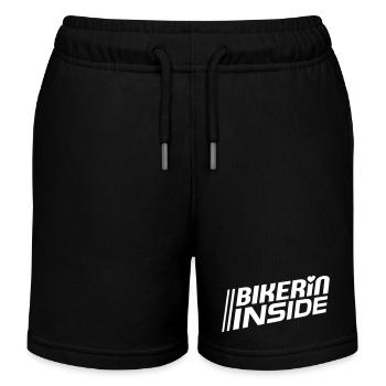 Bikerin inside Schriftzug (Farbe änderbar) - Kinder Organic Joggingshorts Mini Bolter von Stanley/Stella - Schwarz - Vorne
