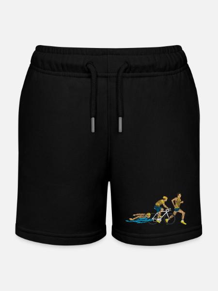 Triathlonstaffel: Schwimmen-Rad-Laufen - Kinder Organic Joggingshorts Mini Bolter von Stanley/Stella - Schwarz