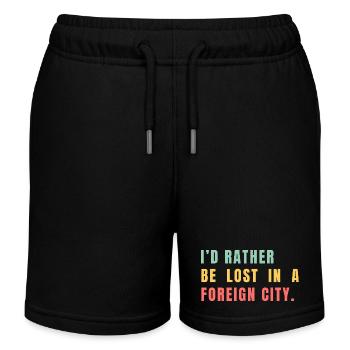 I'd rather be lost in a foreign city - Kids Organic Sweat Shorts by Stanley/Stella - black - Front