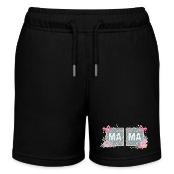 MAMA Carrés Fleuris et Nœuds Roses | Rétro - Short de jogging enfant bio Stanley/Stella - noir - Devant