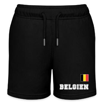 BELGIEN Trikot Look - Nationalflagge Fahne Flagge - Kinder Organic Joggingshorts Mini Bolter von Stanley/Stella - Schwarz - Vorne
