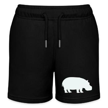 Blue Hippo Silhouette - Kids Organic Sweat Shorts by Stanley/Stella - black - Front