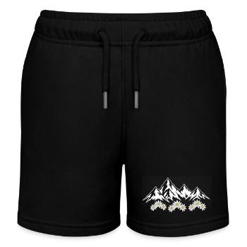 Alpen Berge mit Edelweiss Blumen Natur Landschaft - Kinder Organic Joggingshorts Mini Bolter von Stanley/Stella - Schwarz - Vorne