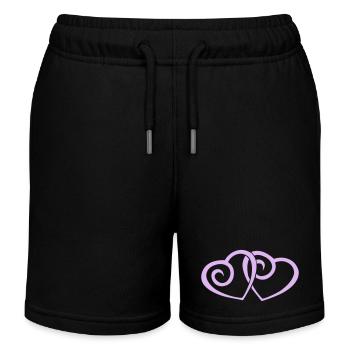 Double Hearts in Love Line Art - Kids Organic Sweat Shorts by Stanley/Stella - black - Front