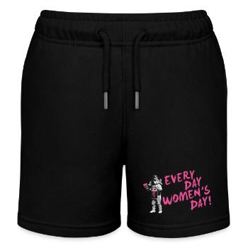 JEDEN TAG FRAUENTAG – Internationaler Frauentag - Kinder Organic Joggingshorts Mini Bolter von Stanley/Stella - Schwarz - Vorne