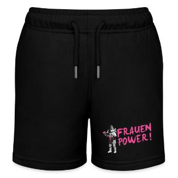 FRAUENPOWER Statement Shirt zum Weltfrauentag - Kinder Organic Joggingshorts Mini Bolter von Stanley/Stella - Schwarz - Vorne