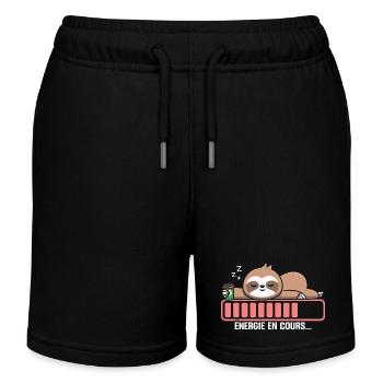 Humour cadeau énergie en cours Sommeil Flemme - Short de jogging enfant bio Stanley/Stella - noir - Devant