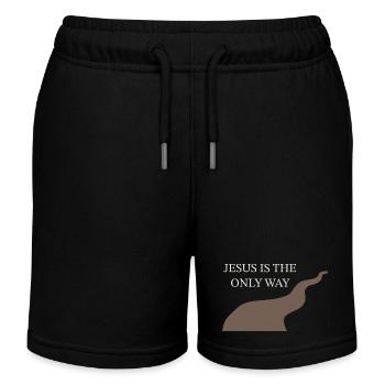 Jesus is the only way Christ Kreuz Glaube Jesus - Kids Organic Sweat Shorts by Stanley/Stella - black - Front