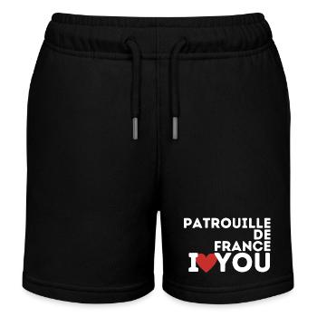 Patrouille de France i love you - Short de jogging enfant bio Stanley/Stella - noir - Devant