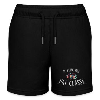 je peux pas j ai classe / / cadeau maîtresse - Short de jogging enfant bio Stanley/Stella - noir - Devant
