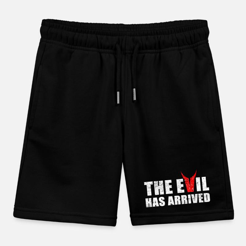 Evil has come with horns from the devil Kids Organic Sweat Shorts by Stanley/Stella