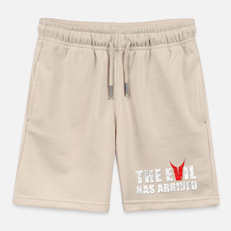 Evil has come with horns from the devil Kids Organic Sweat Shorts by Stanley/Stella