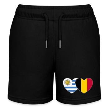 Uruguay Belgium Flag Heart - Kids Organic Sweat Shorts by Stanley/Stella - black - Front