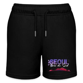Seoul Night Skyline Floral - Kids Organic Sweat Shorts by Stanley/Stella - black - Front