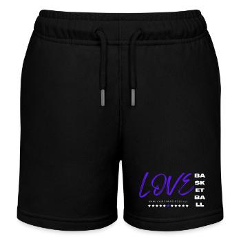 Ich liebe Basketball blau - Kinder Organic Joggingshorts Mini Bolter von Stanley/Stella - Schwarz - Vorne