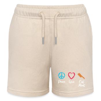 Peace, Love, Cutting Flesh - Kids Organic Sweat Shorts by Stanley/Stella - soft Ecru - Front