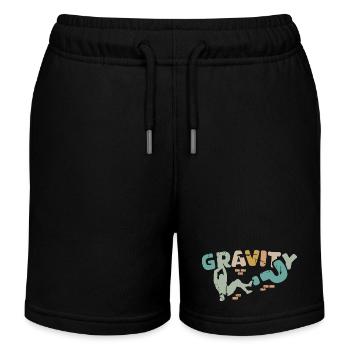 retro bouldering climbing wall usedlook icon logo - Kids Organic Sweat Shorts by Stanley/Stella - black - Front