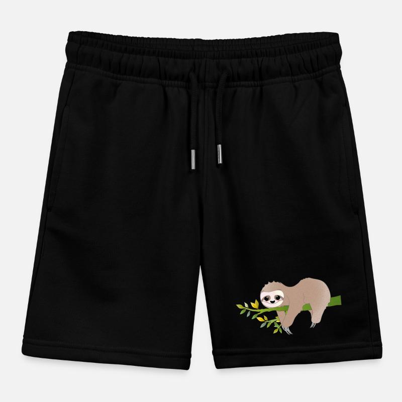 Relaxed Sloth – Charming Relax Motif Kids Organic Sweat Shorts by Stanley/Stella