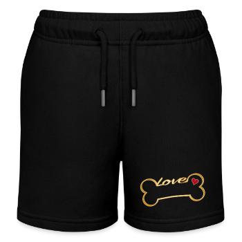 Dog bones with heart and Love lettering - Kids Organic Sweat Shorts by Stanley/Stella - black - Front