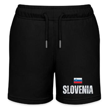 Slowenische Flagge, slowenischer Patriot - Kinder Organic Joggingshorts Mini Bolter von Stanley/Stella - Schwarz - Vorne
