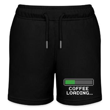 Coffee Loading Bar Pixel - Kids Organic Sweat Shorts by Stanley/Stella - black - Front