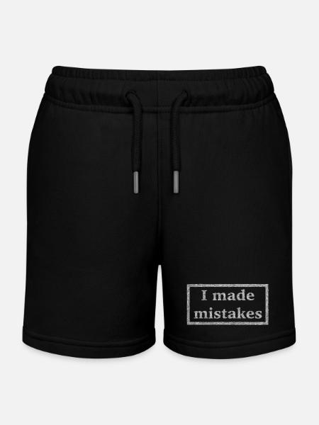 Mistakes - white version - Kids Organic Sweat Shorts by Stanley/Stella - black