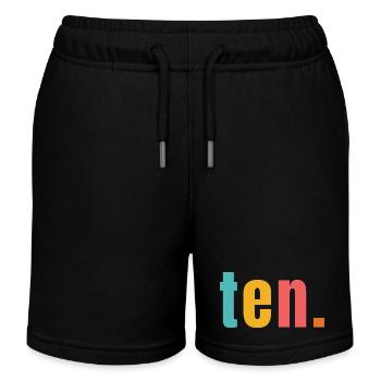 Ten Zehn Jahre 10. Geburtstag Text Schrift Bunt - Kinder Organic Joggingshorts Mini Bolter von Stanley/Stella - Schwarz - Vorne