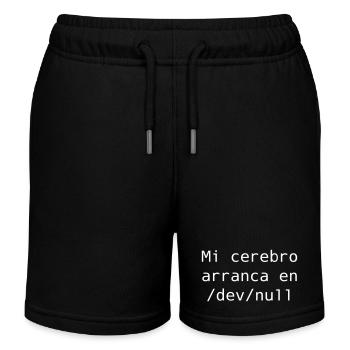 My brain starts in /dev /null - Kids Organic Sweat Shorts by Stanley/Stella - black - Front